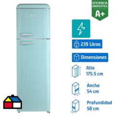 LIBERO - Refrigerador frio directo top menta 239 litros