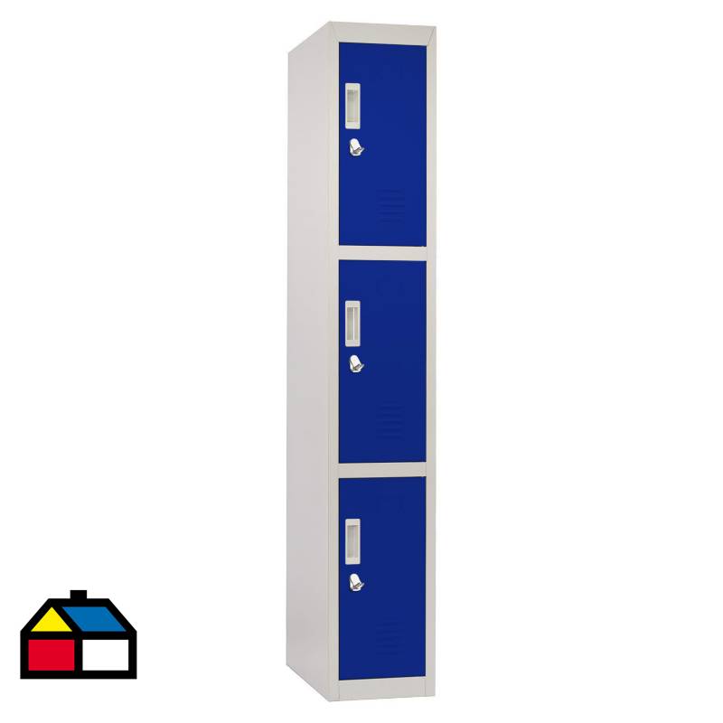 MALETEK - Locker Officelock 1 cuerpo 3 casilleros Azul