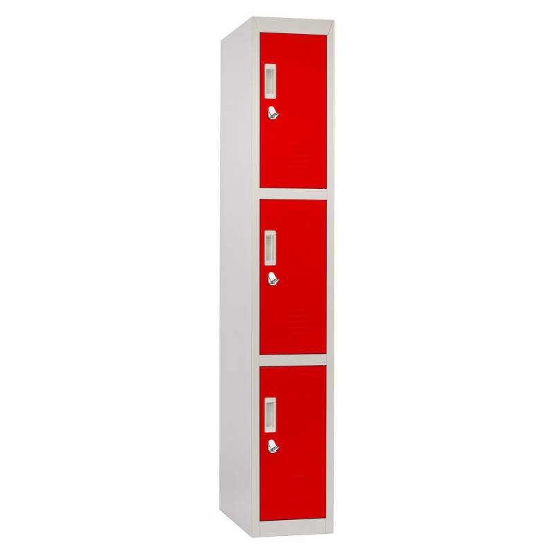 MALETEK - Locker Officelock 1 cuerpo 3 casilleros Rojo