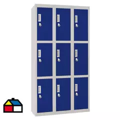 MALETEK - Locker Officelock 3 cuerpos 9 casilleros Azul