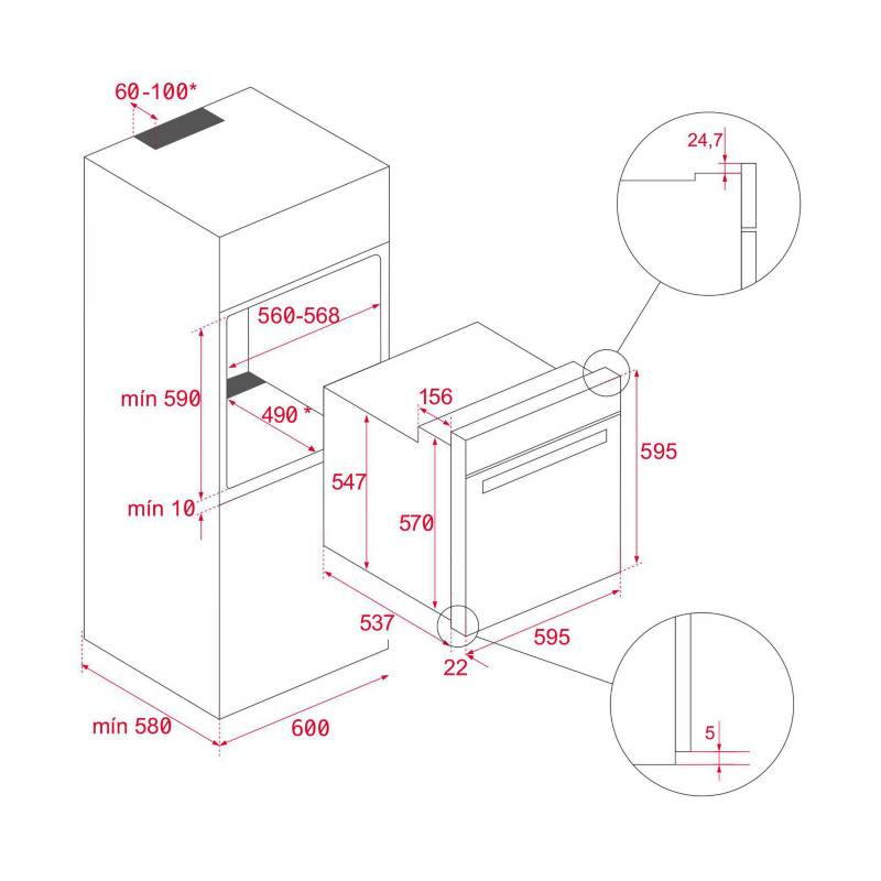 Horno eléctrico empotrable 60 cm airfry