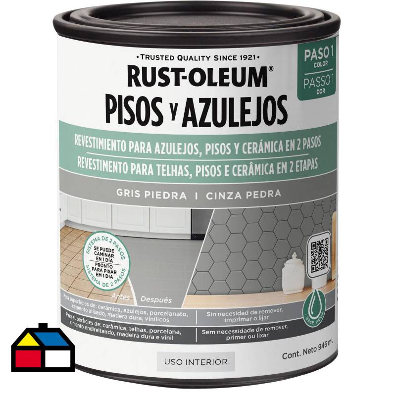 RUST OLEUM - Pintura Base para Pisos y Azulejos Gris Piedra de 946 ml