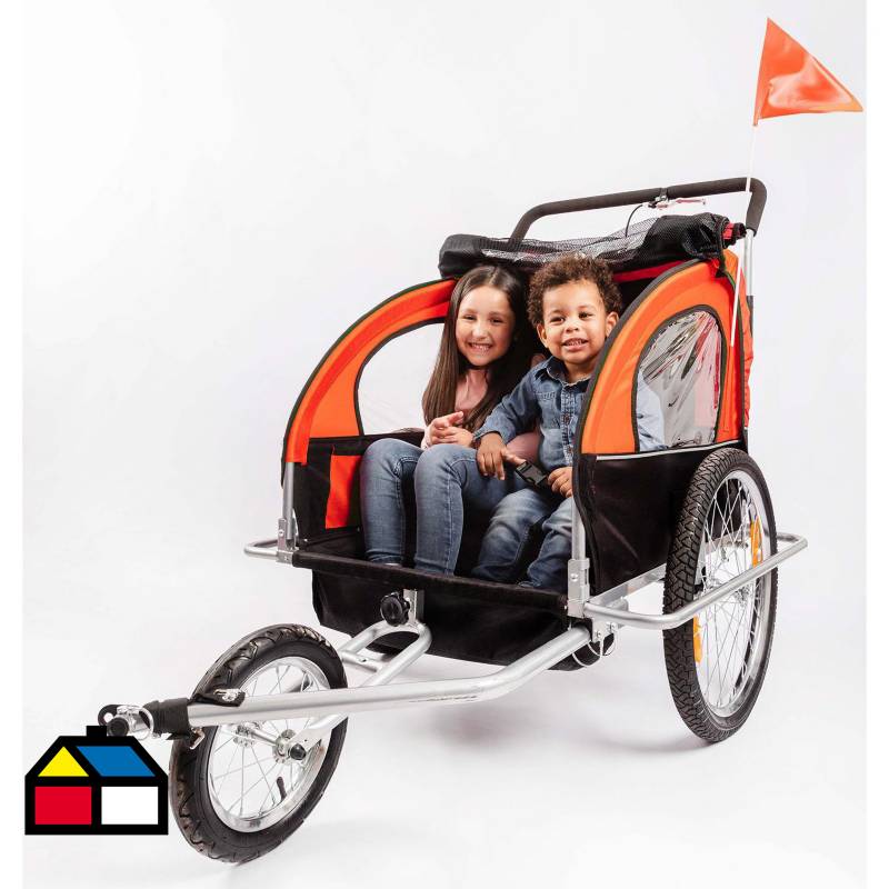 KIDSCOOL - Carro de arrastre baby trailer naranjo