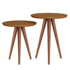 VEKKAHOME - Set mesas de centro 45x45x50 cm café
