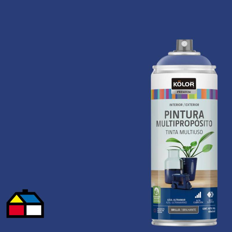 KOLOR - Pintura Esmalte Base Agua en Spray Azul Ultramar Brillante 400 ml
