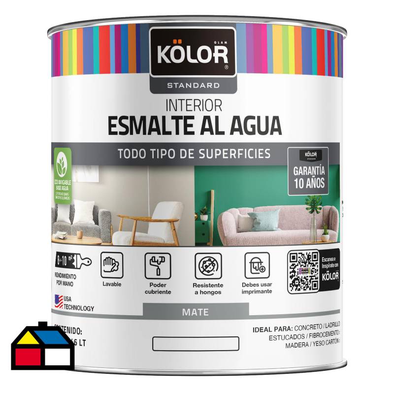 KOLOR - Esmalte al agua standard interior mate base tint 1/4 galón