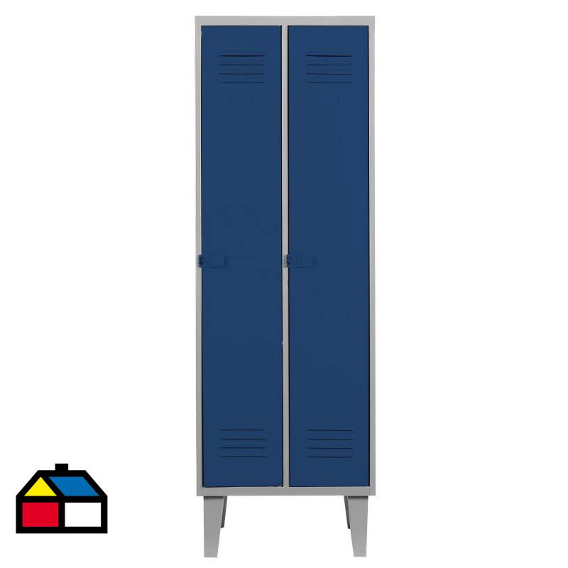 MOVILOCKERS - Lockers alta resistencia 170x56x45 cm 2 cuerpo 2 puerta azul