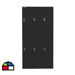MOVILOCKERS - Lockers oficina 180x90x40 cm 3 cuerpo 6 puerta negro mate