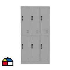 MOVILOCKERS - Lockers oficina 180x90x40 cm 3 cuerpo 6 puerta gris agata