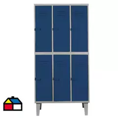 MOVILOCKERS - Lockers alta resistencia 170x83x45 cm 3 cuerpo 6 puerta azul