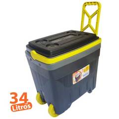 BE DESING - Cooler termico con ruedas de 34 lt gris amarillo