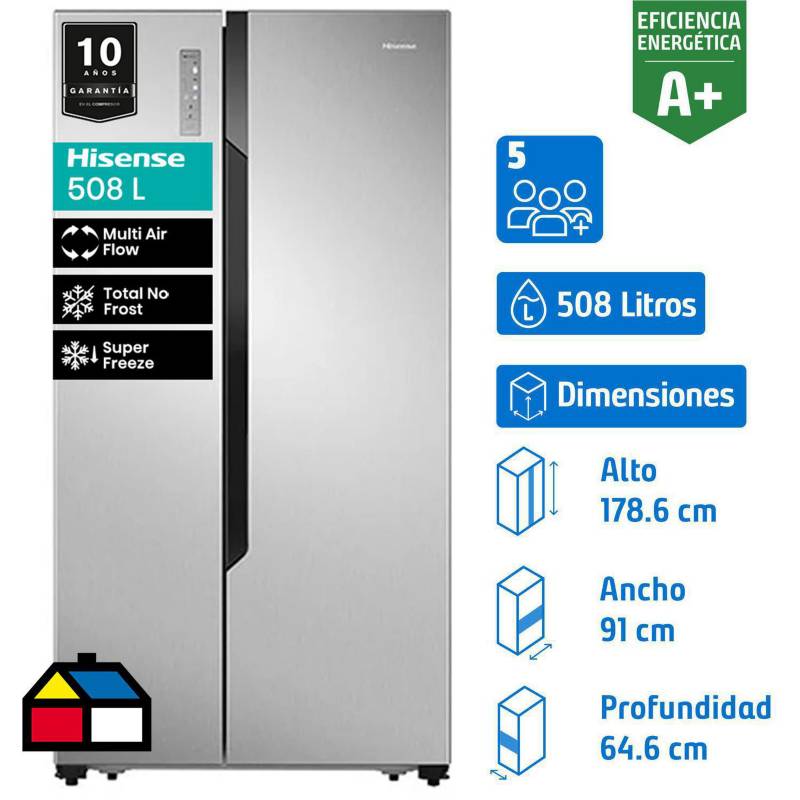 HISENSE - Refrigerador Side by Side No Frost 508 Litros Inox RC-67WS2