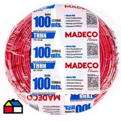 MADECO - Cable eléctrico (Thhn) 12 Awg 100 m Rojo