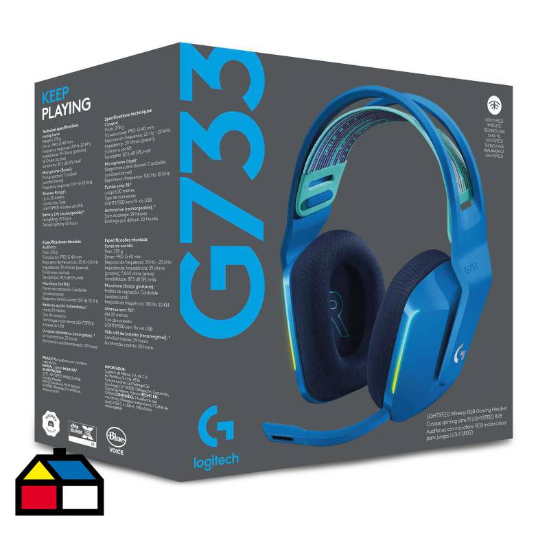 LOGITECH - Audífono gamer bluetooth con micrófono serie G733 azul
