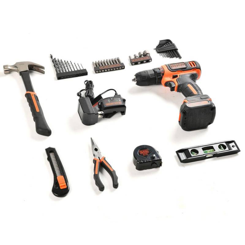 BLACK+DECKER 12V Drill & Home Tool Kit, 42 Piece (BCPK1249C)