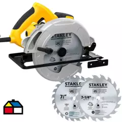 STANLEY - Sierra circular eléctrica 1600W + 2 discos 24 dientes