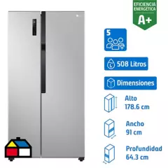 LG - Refrigerador Side by Side No Frost 509 Litros Platinum Silver GS51MPP