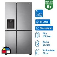 LG - Refrigerador Side by Side No Frost 611 Litros Platinum Silver GS66WPP