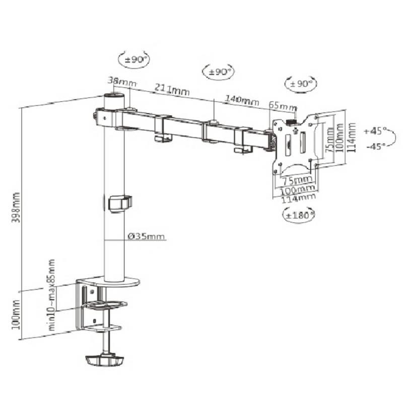 Soporte pared 01 monitor 02 brazos articulado (SME-LDA-32) - Digitador  Ergonomics