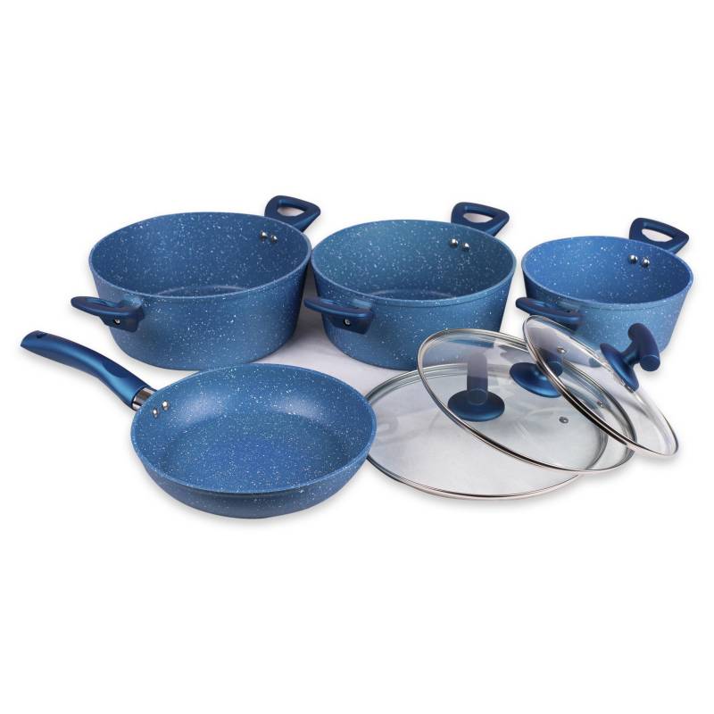 MARMICOC Batería de Cocina Antiadherente Slide Azul 7 Piezas