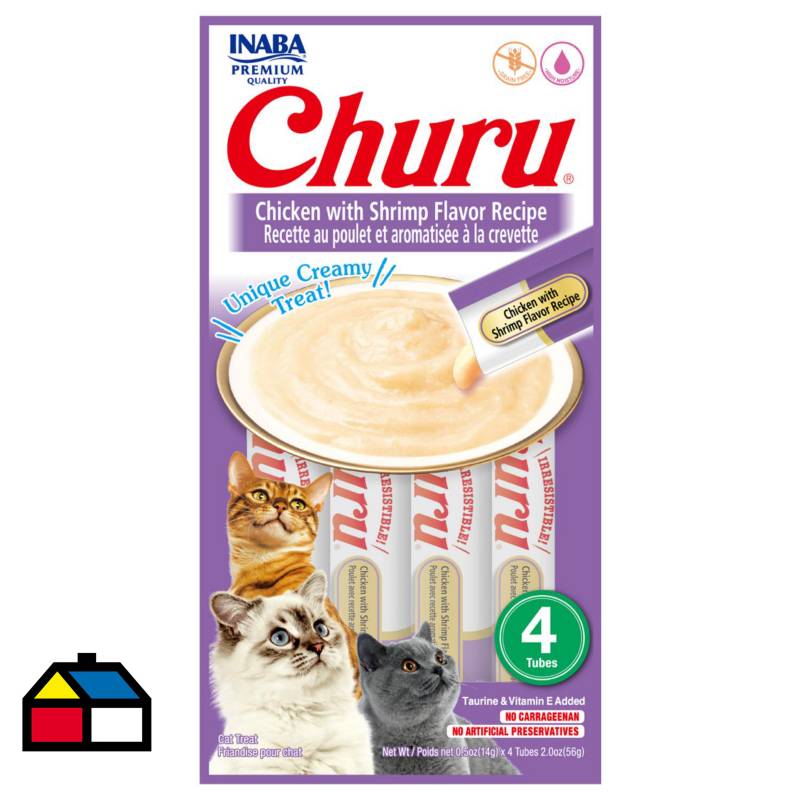 CHURU - Churu snack puré gatos pollo con camarón 56 gr