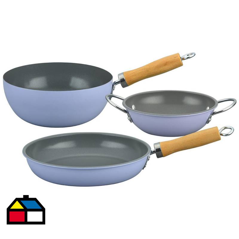 DORAL - Set paila sartén y wok morado family cook