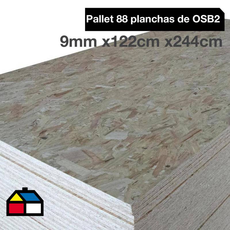 TIMBERMAC - Pallet 88 planchas de OSB2 Estructural 9 mm de 122x244 cm