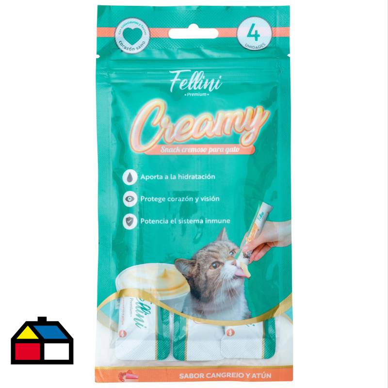 FELLINI - Snack humedo para gatos creamy sabor cangrejo y atun 60gr