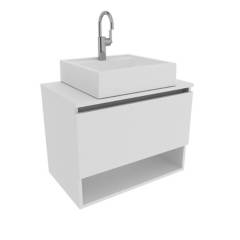 TECNOMOBILI - Mueble baño aéreo con 1 puerta blanco incluye lavamanos BN3606.0001