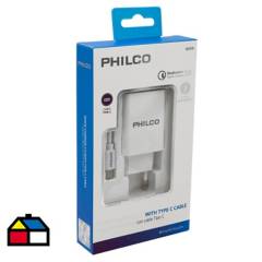 PHILCO - Cargador de pared 3.0 a con cable tipo C blanco