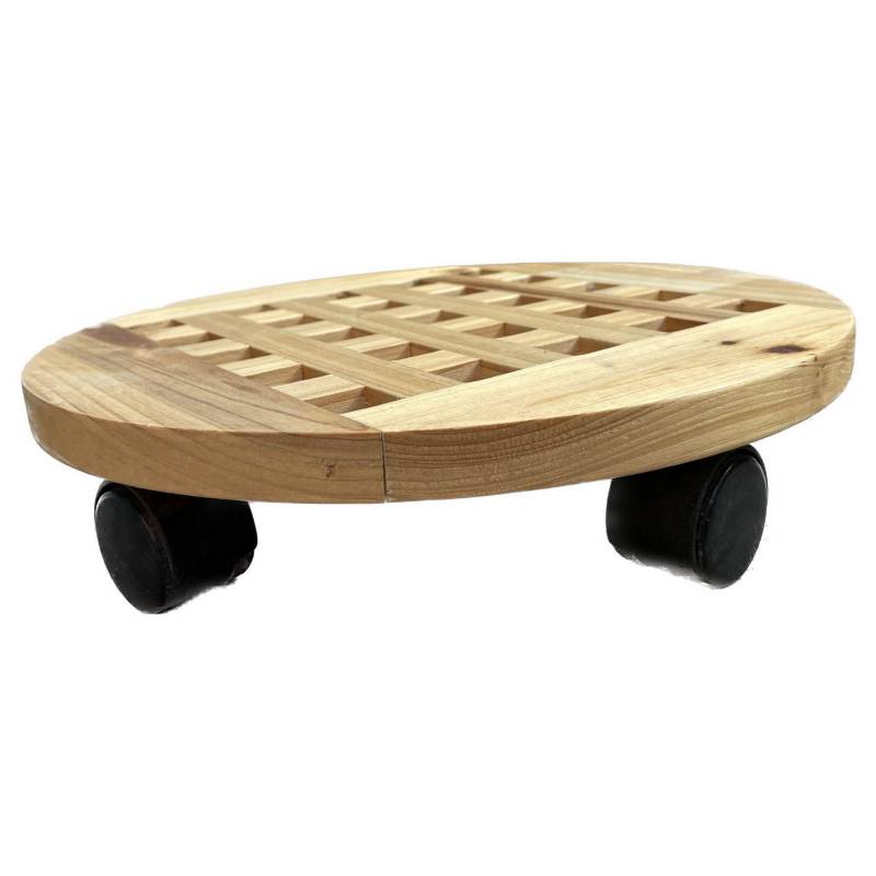 POTTERY - Portamacetero madera redondo con ruedas 30 cm