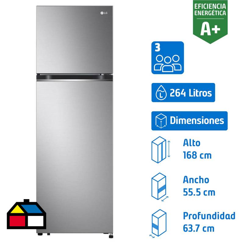 LG - Refrigerador Top Freezer No Frost 264 Litros Platinum Silver VT27BPP