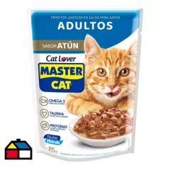 MASTER CAT - Alimento húmedo trocitos jugosos para gatos, sabor atún 85g