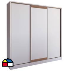ONESSTA - Closet 3 puertas corredera 3 cajones blanco sin espejo