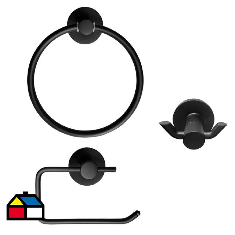 FANALOZA - Kit accesorios de baño 3 piezas negro