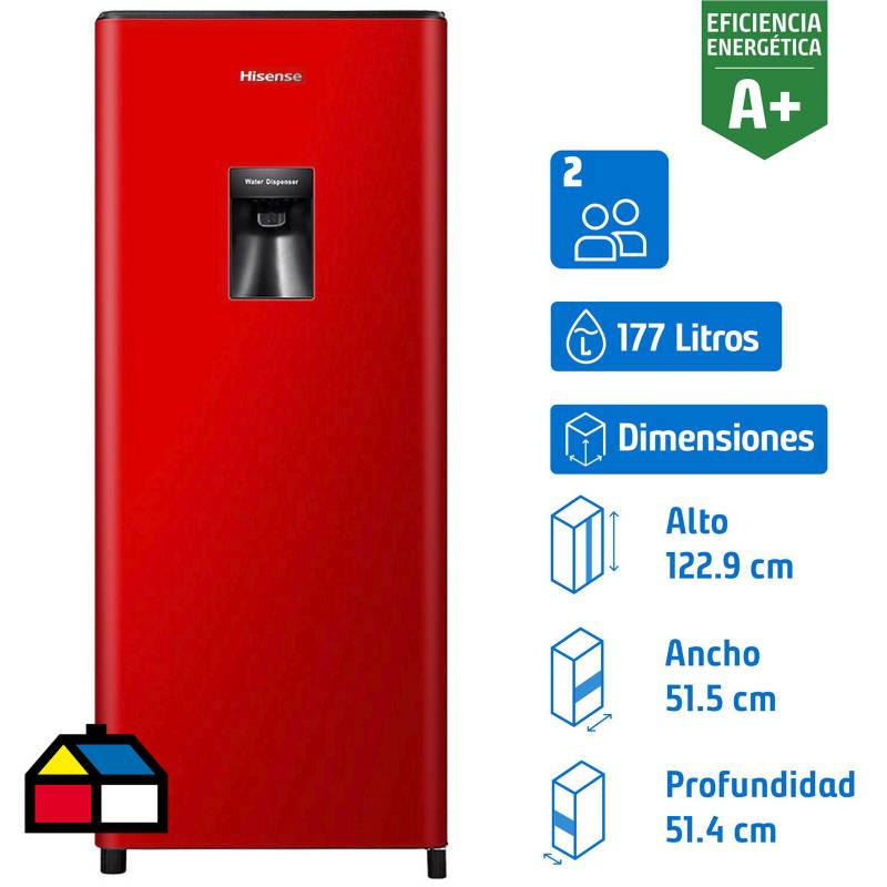HISENSE - Refrigerador Single Door Frío Directo 177 Litros Rojo HRO179DR