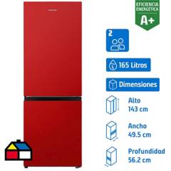 HISENSE - Refrigerador Bottom Mount Frost 165 litros Rojo