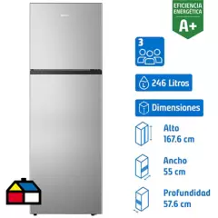 HISENSE - Refrigerador Top Freezer No Frost 246 Litros Silver RT320NV