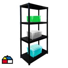 JENNY HOME - Pack estantería plástico 4N con 3 cajas cuadradas
