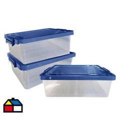 JENNY HOME - Pack 3 cajas plásticas planas 39 l
