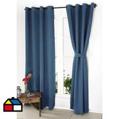 DORAL - Juego cortinas 2 paños victoria (blackout tejido) azul