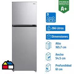 MIDEA - Refrigerador Top Freezer No Frost 266 Litros Silver MDRT385MTE50