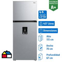 MIDEA - Refrigerador Top Freezer No Frost 407 Litros Silver MDRT580MTE50