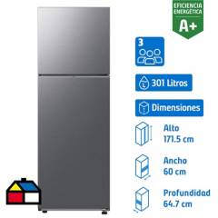 SAMSUNG - Refrigerador Top Freezer No Frost 301 Litros Inox RT31CG5420S9ZS