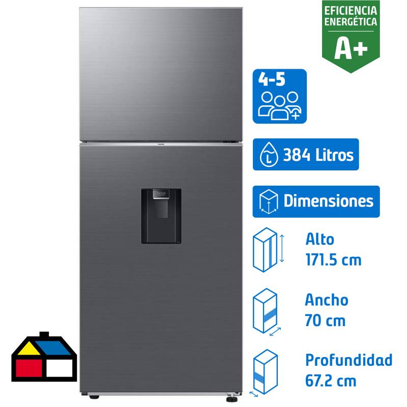 SAMSUNG - Refrigerador Top Freezer No Frost 384 Litros Inox RT38CG6720S9ZS