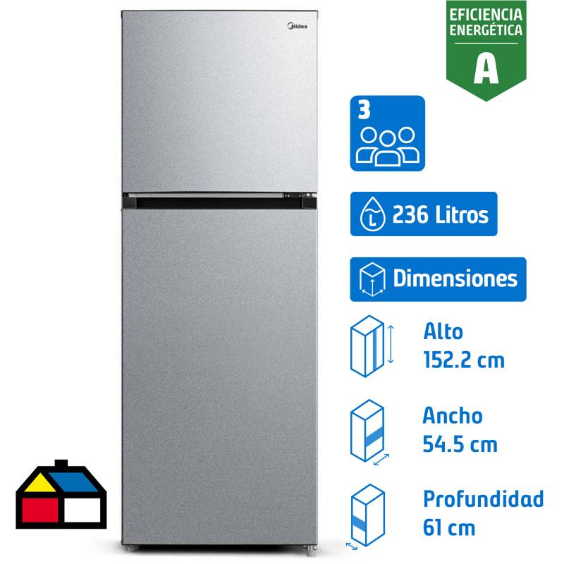 MIDEA - Refrigerador Top Freezer No Frost 236 Litros Silver MDRT346MTF50