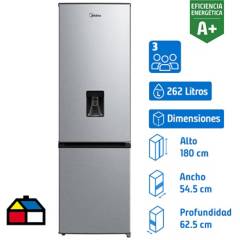 MIDEA - Refrigerador Bottom Freezer No Frost 262 Litros Silver MDRB380FGE50