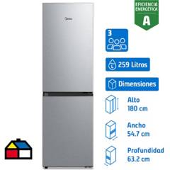 MIDEA - Refrigerador Bottom Freezer No Frost 259 Litros Silver MDRB379FGF50