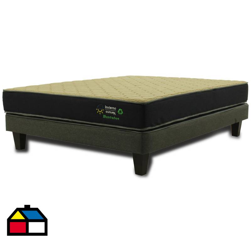 JUST HOME COLLECTION - Cama Europea High Resilience 2 plazas Negro/Gris