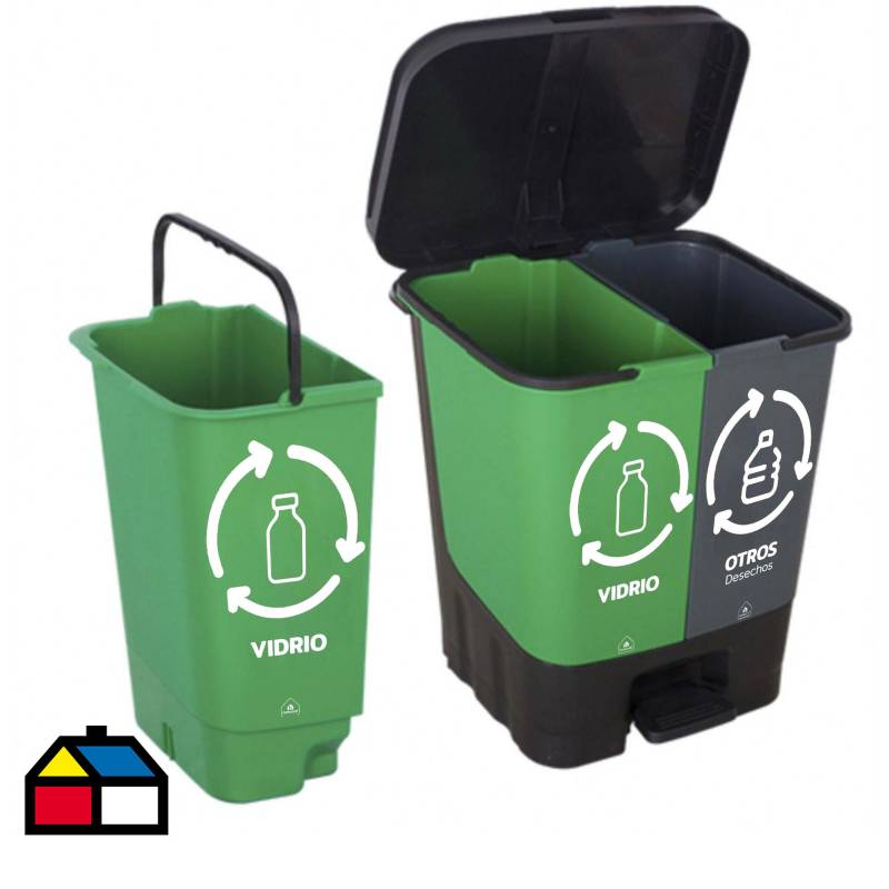 Basurero reciclaje 40 litros verde